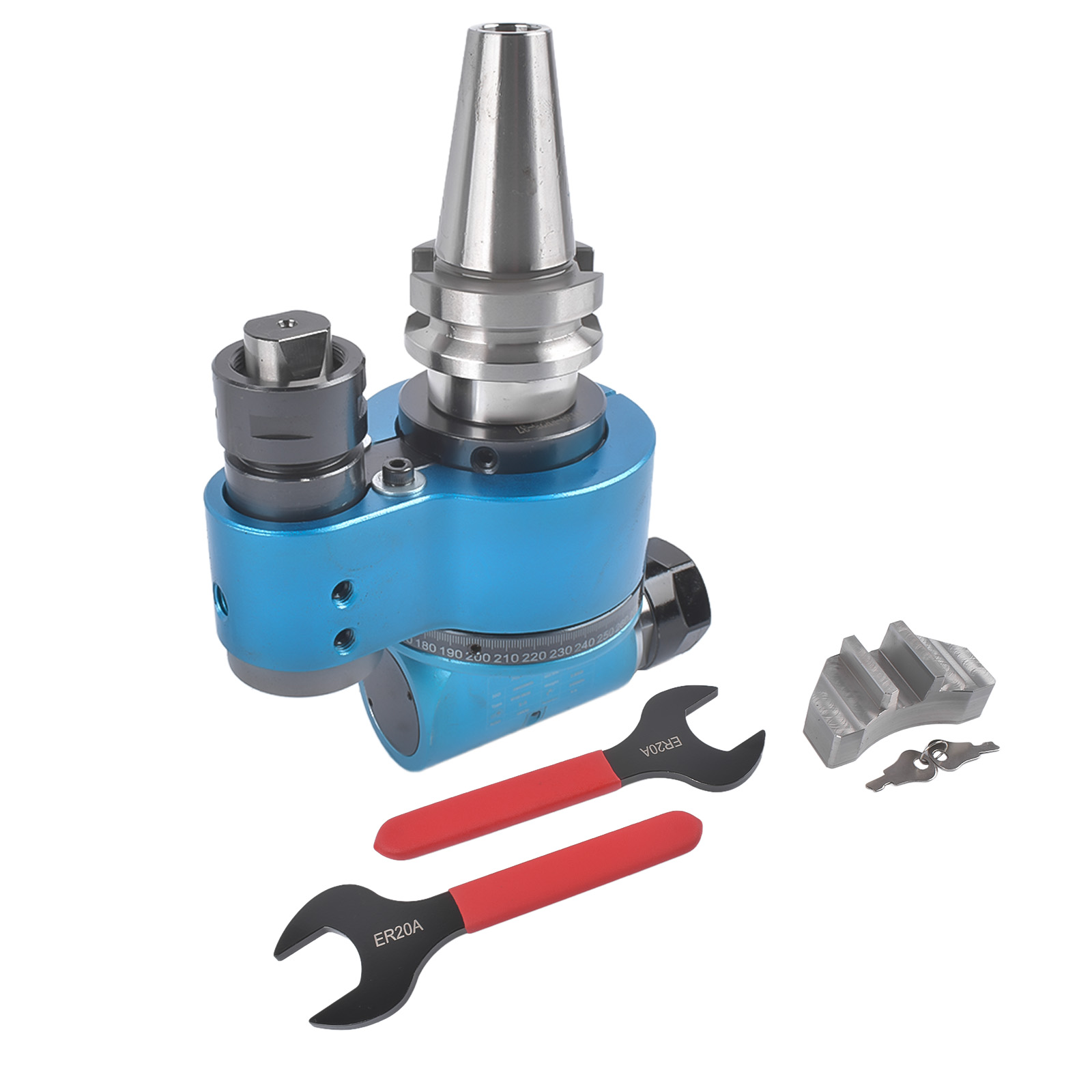 BT30-90°-21-ER20 Fixed Angle Head Collet Chuck 90°Angle 1:1 Gear Ratio 5000r/min Single Head 90 Degree Side Angle view 5