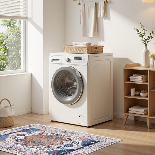 (水晶绒水洗底)厨房地毯3件套，防滑机洗厨房垫，波西米亚复古厨房地毯-8