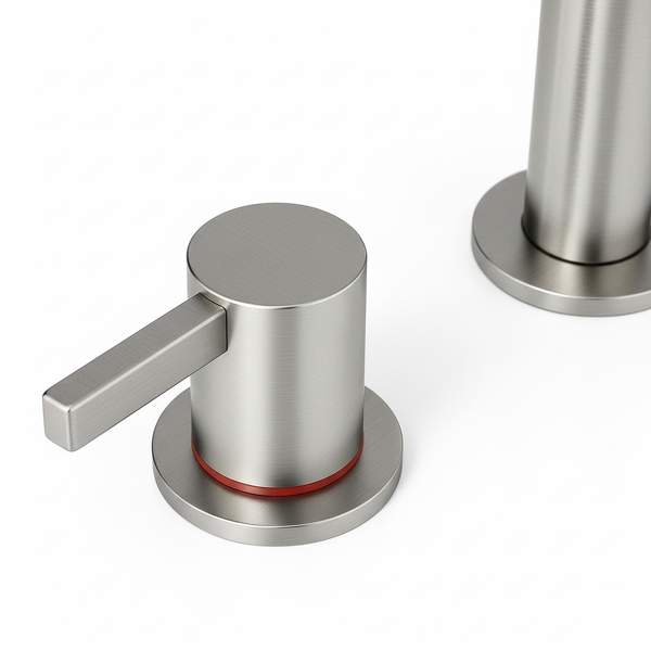 8英寸宽幅洗手盆龙头，双把手三孔设计，带360°旋转喷嘴和弹起式排水器，拉丝镍[周末无法发货，TK/TEMU仅支持自提]-8