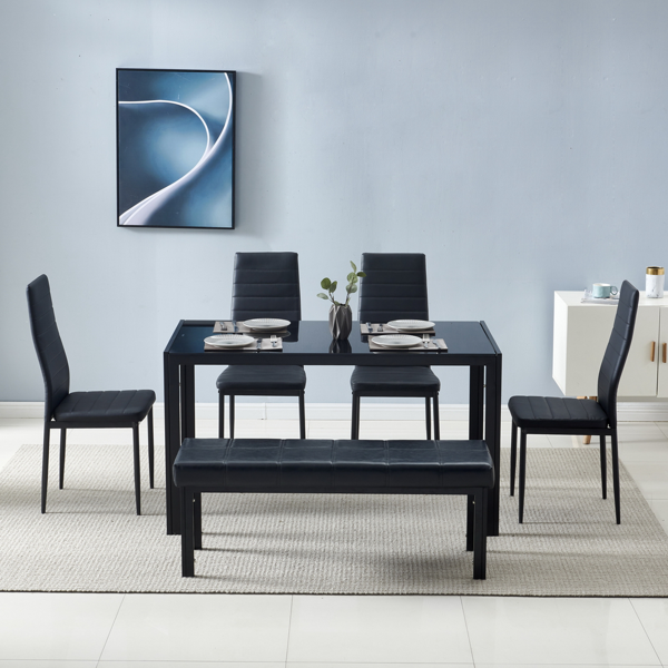 4pcs 高靠背横线缝纫装饰 PU革 餐椅 圆管 黑色 N201（替换编码：13028198-18410366）-116