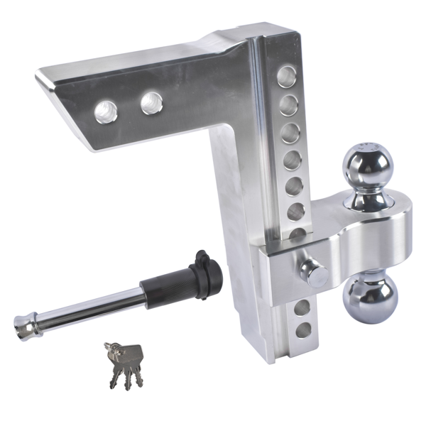 拖车挂接装置 Adjustable Trailer Hitch Fits for 2.5-Inch Receiver, 10-Inch Drop/Rise Hitch 18,500 LBS, 2" and 2-5/16" Dual Ball Silver-2