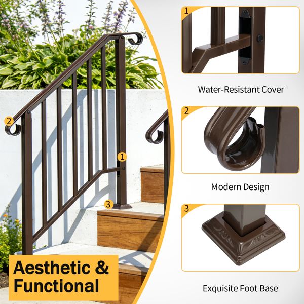 古铜色 2阶 庭院楼梯扶手-7
