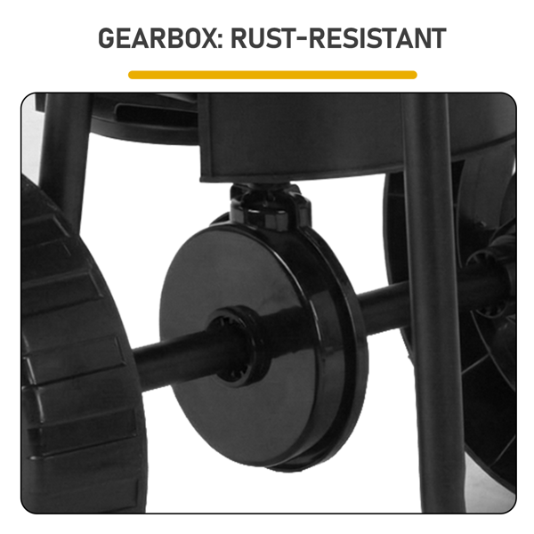 92.5*51*71.5CM 全黑色 70lb 塑料轮子 U形把手施肥车 调节15档位 花园推车-4