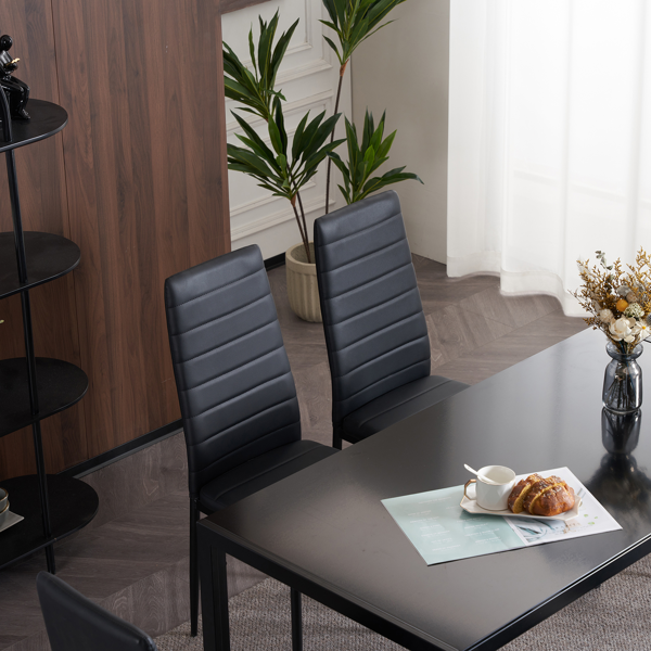 4pcs 高靠背横线缝纫装饰 PU革 餐椅 圆管 黑色 N201（替换编码：13028198-18410366）-29