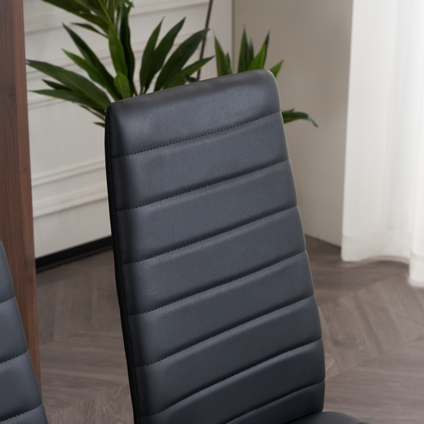 4pcs 高靠背横线缝纫装饰 PU革 餐椅 圆管 黑色 N201（替换编码：13028198-18410366）-27