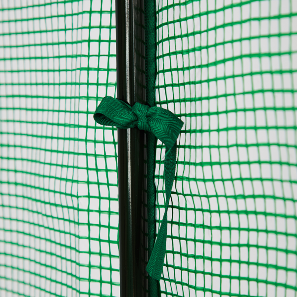 56*29*77in PE布花房 绿色PE布 墨绿色铁管 尖顶 带4片网格花架 带拉链卷门-8