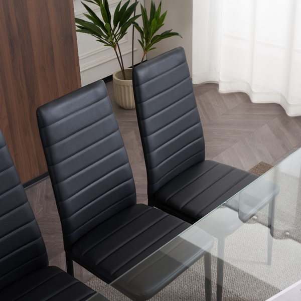 4pcs 高靠背横线缝纫装饰 PU革 餐椅 圆管 黑色 N201（替换编码：13028198-18410366）-164
