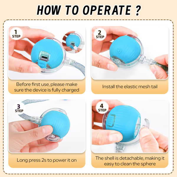 室内猫互动玩具球，猫狗玩具，弹性网尾灵活移动猫球，互动猫玩具球，猫狗趣味礼物-5