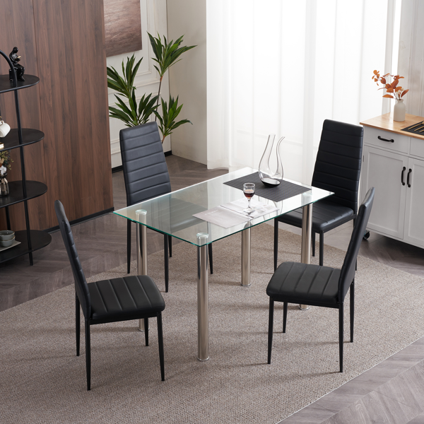 4pcs 高靠背横线缝纫装饰 PU革 餐椅 圆管 黑色 N201（替换编码：13028198-18410366）-83