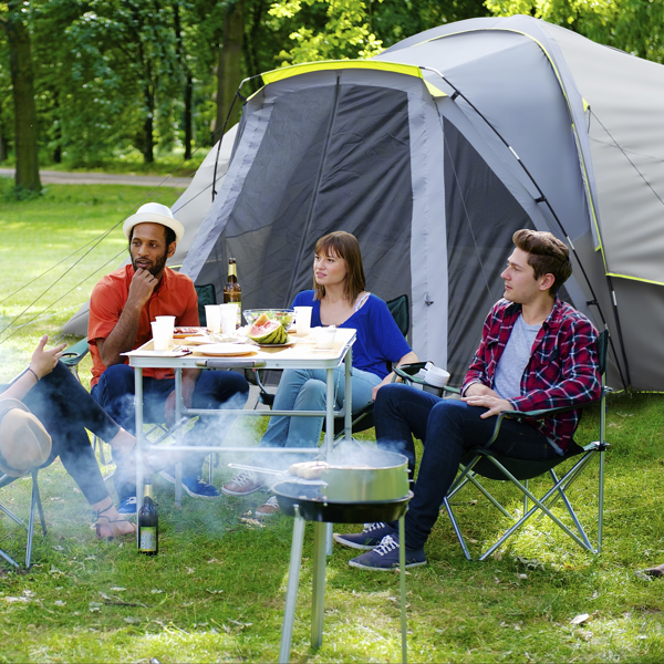 10人 深灰色 三室 露营帐篷 涤纶布 玻璃纤维杆 522*260*210cm 家庭帐篷 N001 -45