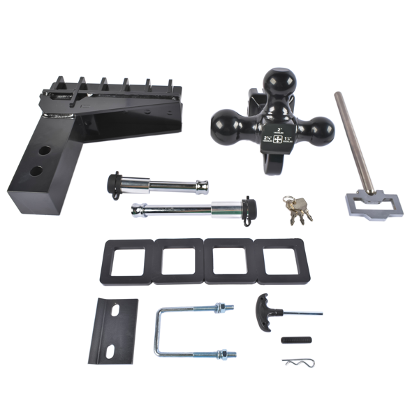 拖车挂接装置 Adjustable Trailer Hitch Fits 2.5" Receiver 6" Drop/Rise 18500LBS 1-7/8", 2", 2-5/16" Tri-Balls-6