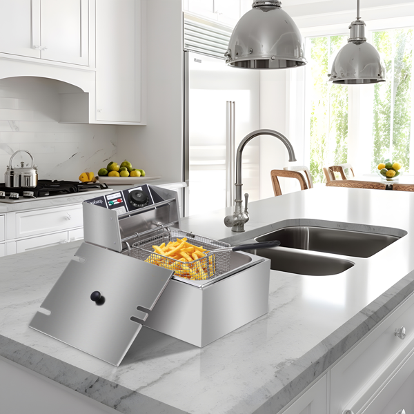 【同款编码：20073155】美规 EH81 110V 2500 11.4QT/10.8L 电炸锅 银色 不锈钢 单缸/调温/ETL电源线-25