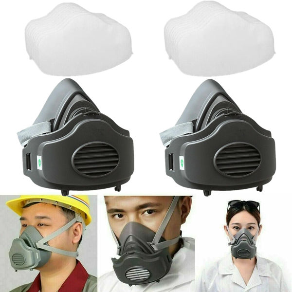 （2套）可重复使用的半面罩防尘口罩，适用于木工、油漆、焊接工作(物流仅支持发USPS，TK/TEMU仅自提)-5