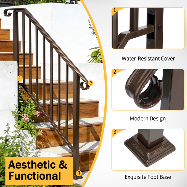 古铜色 3阶 庭院楼梯扶手-7