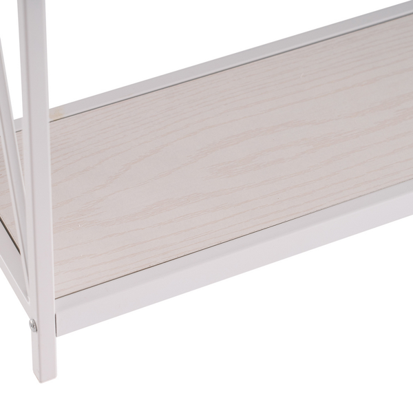 2层X型侧面 玄关桌 白色木纹 白色框架 门庭置物 三胺板 铁框架 110*23*73cm-7