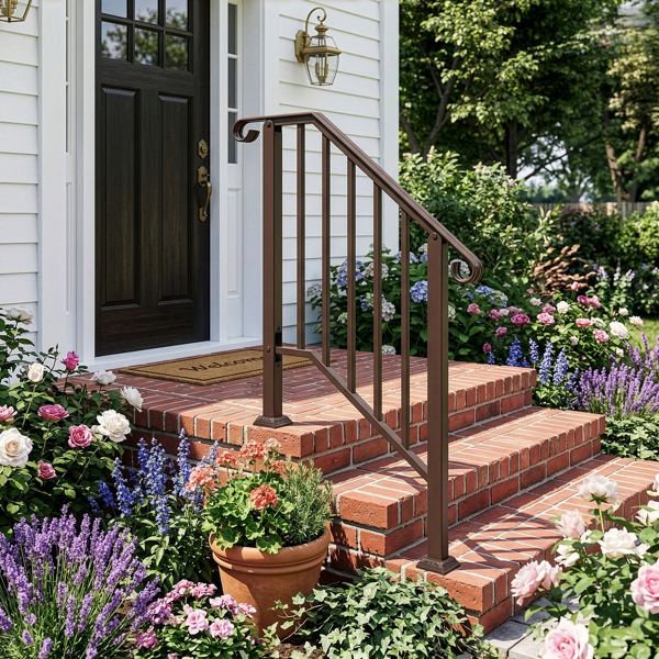 古铜色 2阶 庭院楼梯扶手-9