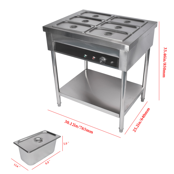 A3-6盘商用保温柜 6-Pan Commercial Food Warmer, Professional Buffet Catering Food Warmer, Electric Steam Table, Stainless Steel-13