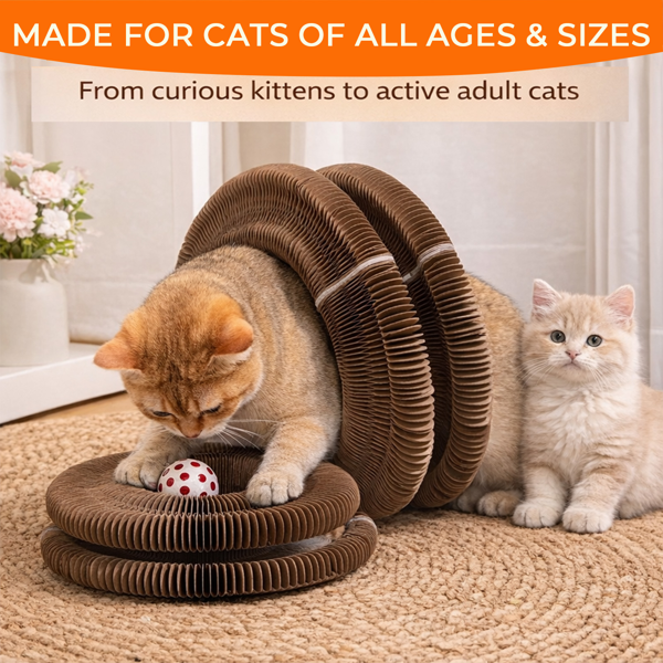 2pcs Kitty Curls 猫咪玩具 - 可折叠手风琴式猫抓板（带球）- 神奇风琴式猫抓板，适合互动玩耍 - 具有舒缓功能-4