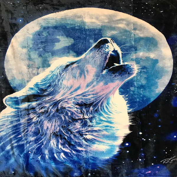 亲肤柔软法兰绒丝滑盖毯 50×60 英寸 狼啸满月款-2