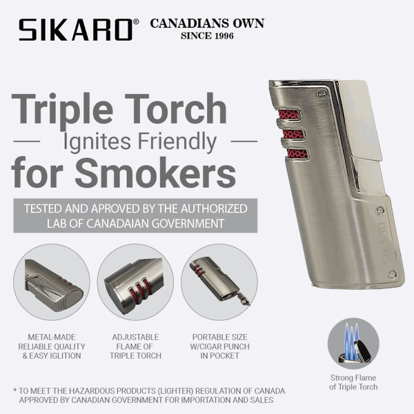 SIKARO®旋风* 三直冲专用高档雪茄打火机带雪茄打孔器白镍银色雪茄香烟厨房户外可重复充气可调节火焰高度便携式-2