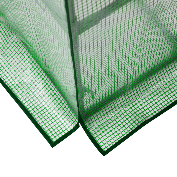 56*29*77in PE布花房 绿色PE布 墨绿色铁管 尖顶 带4片网格花架 带拉链卷门-5