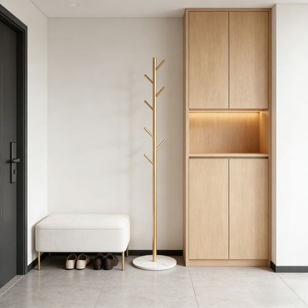 Clothing Rack, Golden Metal Freestanding Heavy Duty Clothes Rack with Marble Base, Multipurpose Garment Hanger for Bedroom, Hat, Scarf, Jacket,-9