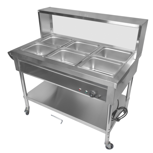 A3-6盘商用保温柜带挡板 6-Pan Commercial Food Warmer with Dividers, Professional Buffet Catering Food Warmer, Electric Steam Table, Stainless Steel-3