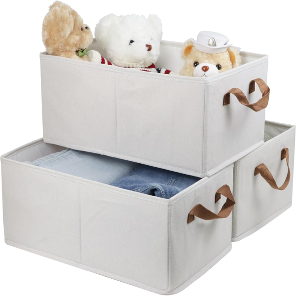 3个大容量储物箱一包，衣橱收纳系统，坚固可折叠收纳盒，用于整理衣物、床单、玩具、书籍——书架收纳器、架子、篮子、收纳箱-1