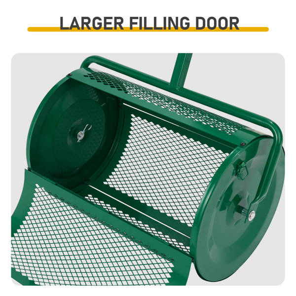 24in 绿色 双用把手（人力手推&挂ATV拖车）播撒器 铁 草坪滚筒-7