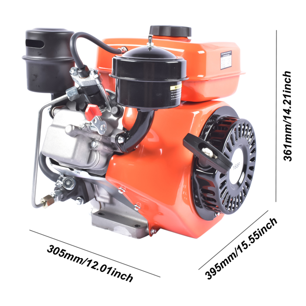 A3- 橙色3HP四冲程单缸柴油发动机 3HP 4-stroke Heavy Duty Single Cylinder Diesel Motor Engine 196CC/2200W (Orange)-4
