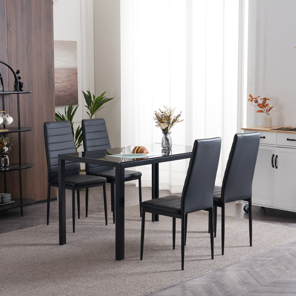 4pcs 高靠背横线缝纫装饰 PU革 餐椅 圆管 黑色 N201（替换编码：13028198-18410366）-56