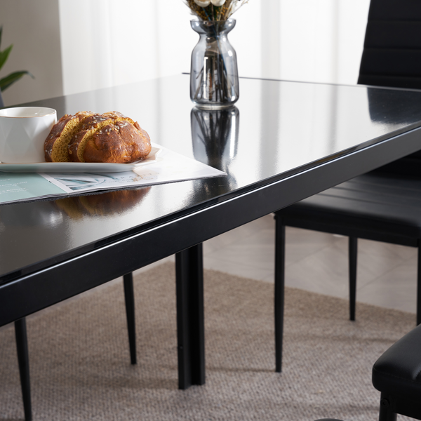 4pcs 高靠背横线缝纫装饰 PU革 餐椅 圆管 黑色 N201（替换编码：13028198-18410366）-19