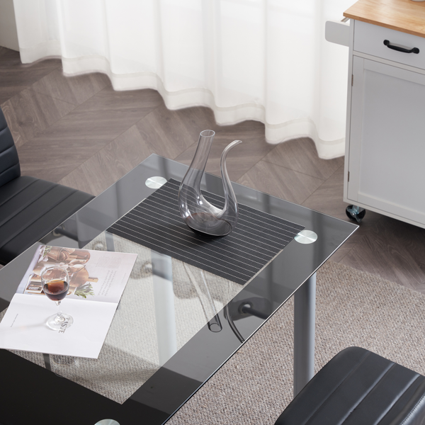 4pcs 高靠背横线缝纫装饰 PU革 餐椅 圆管 黑色 N201（替换编码：13028198-18410366）-31