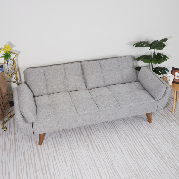75英寸喇叭扶手可转换双人沙发床-浅灰色-13