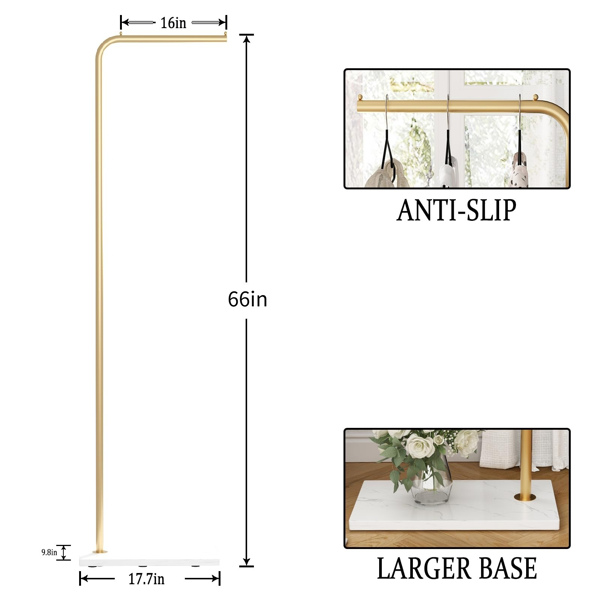 Clothing Rack, Golden Metal Freestanding Heavy Duty Clothes Rack with Marble Base, Multipurpose Garment Hanger for Bedroom, Hat, Scarf, Jacket,-5