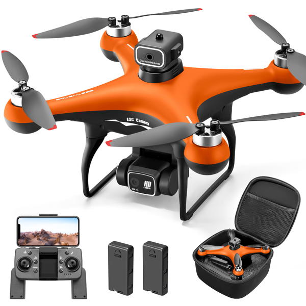 S116 Drone Orange 2 Batteries Built-in Electric Adjustable Camera Adjustable To 90° With LED Nightlight Drone Beginners' Favorite The Perfect Toy Gift-3