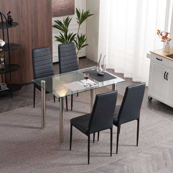 4pcs 高靠背横线缝纫装饰 PU革 餐椅 圆管 黑色 N201（替换编码：13028198-18410366）-70