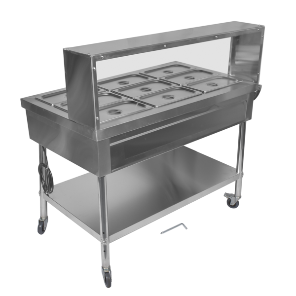A3-9盘商用保温柜带挡板 9-Pan Commercial Food Warmer with Dividers, Professional Buffet Catering Food Warmer, Electric Steam Table, Stainless Steel-4