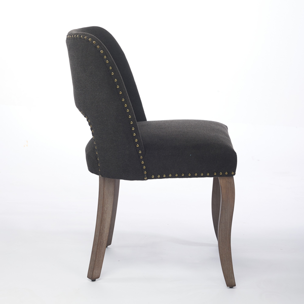 两把装木质餐椅，现代布艺软垫餐椅，厨房椅，乡村风格餐椅，黑色-4