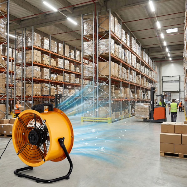 美规 MLD-450 筒扇 110V 218W 18inch 趴地筒扇 移动风机 带提手 铜电机 橙黄色 空气循环流通 工业风-10