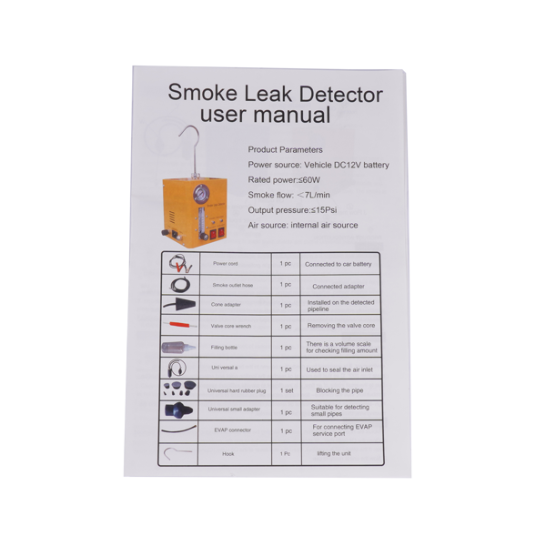 烟雾机 Automotive Pipe Leak Detector Smoke Machine Overheat Protection 19PSI 16L/Min-13