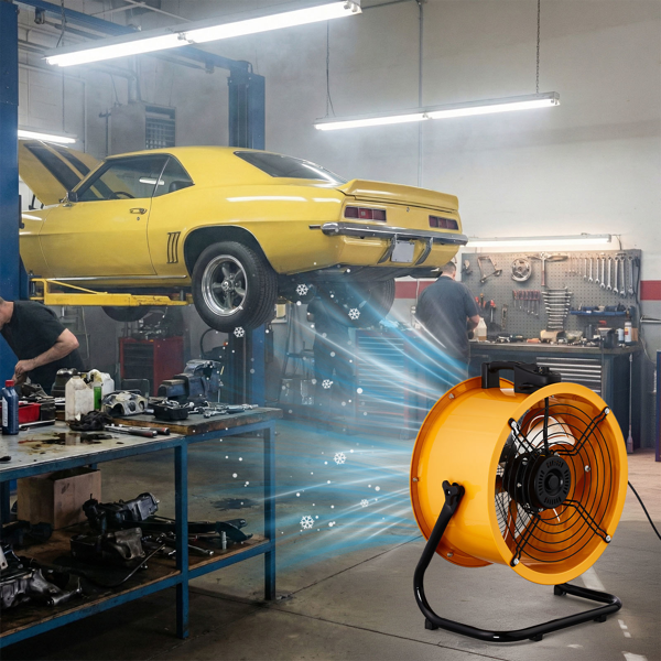 美规 MLD-450 筒扇 110V 218W 18inch 趴地筒扇 移动风机 带提手 铜电机 橙黄色 空气循环流通 工业风-9