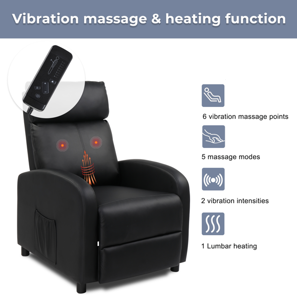 黑色 PU 带2点按摩1点加热功能 120kg 室内功能椅 英规 BRC-003-8
