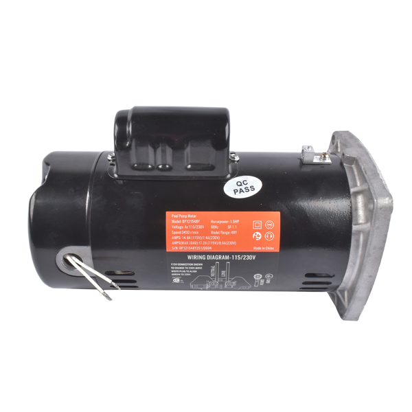 泳池水泵电机 Swimming Pool Water Pump Motor 115/230V Square Flange 1.5 HP 3450 RPM Single Speed-4