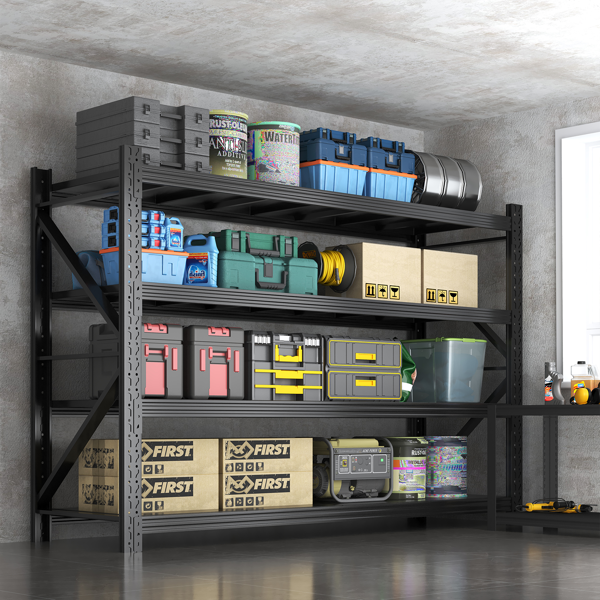 Temu 仅支持自提 重型车库货架单元70.1"H"71"W 24"D，4层钢制可调节金属储物架，3000磅工业货架，用于车库组织、地下室、仓库、车间、工具架-1