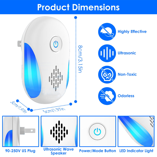（自提可发加拿大，temu&tk下自提单）6件装超声波驱虫器，广覆盖双频驱虫，适用于家庭、公寓、酒店、办公室及厨房-10