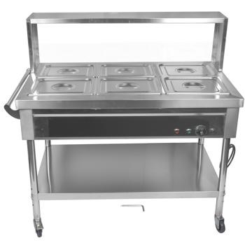 A3-6盘商用保温柜带挡板 6-Pan Commercial Food Warmer with Dividers, Professional Buffet Catering Food Warmer, Electric Steam Table, Stainless Steel