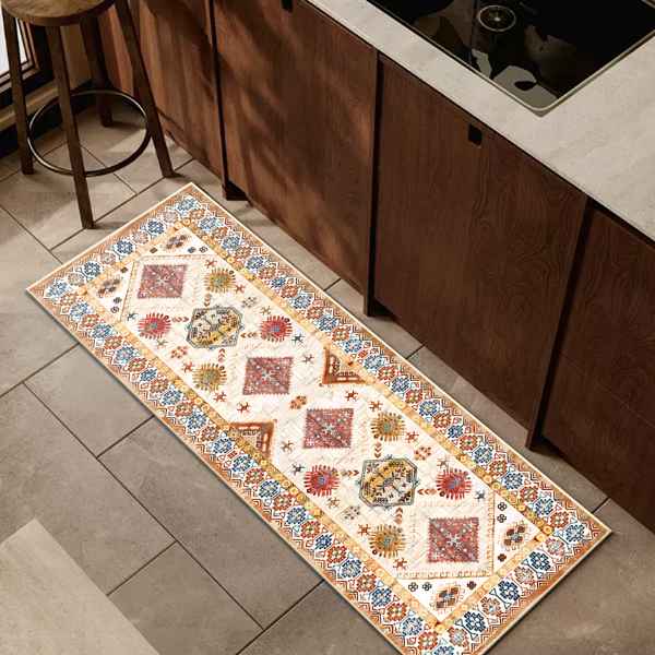 (水晶绒水洗底)厨房地毯3件套，防滑机洗厨房垫，波西米亚复古厨房地毯-10