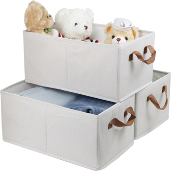 3个大容量储物箱一包，衣橱收纳系统，坚固可折叠收纳盒，用于整理衣物、床单、玩具、书籍——书架收纳器、架子、篮子、收纳箱