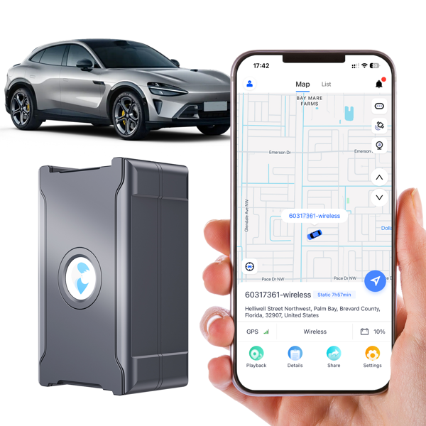 无线GPS汽车防盗追踪器 | 全球实时车辆定位器，支持物联网SIM卡 | 震动和电子围栏报警 | 续航15天以上-2
